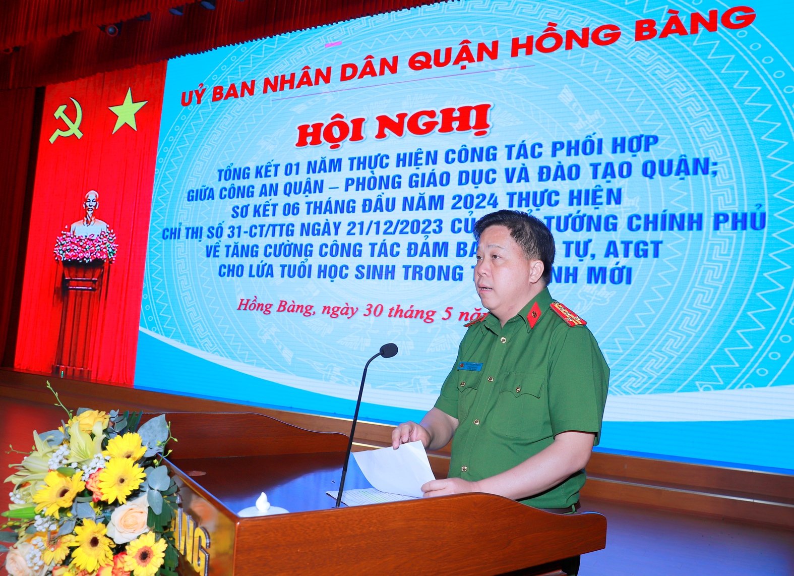 Quận Hồng Bàng tổng kết thực hiện công tác phối hợp giữa Công an quận và Phòng GD&ĐT quận về bảo đảm an ninh trật tự, ATGT cho học sinh